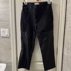 Abercrombie & Fitch Black Flare Jeans with Leather Panels